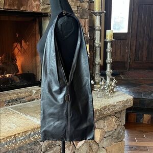 Kisim Black Leather Hobo Bag